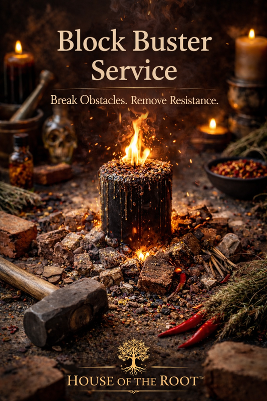 Spiritual Block Buster ritual candle used to break obstacles, remove resistance and clear heavy blockages by House of the Root™