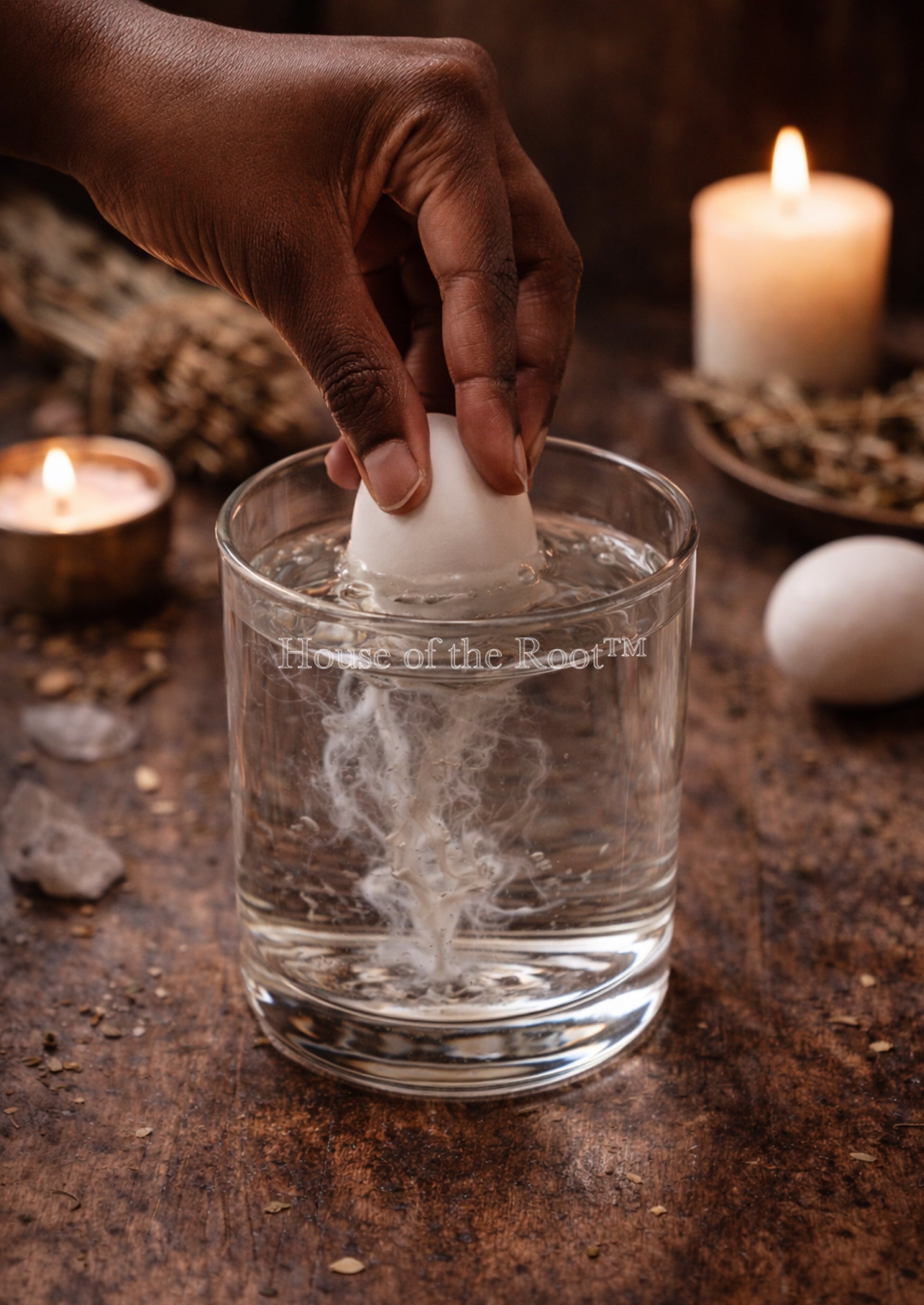 Close-up of egg in water used for spiritual cleansing and energy reading interpretation