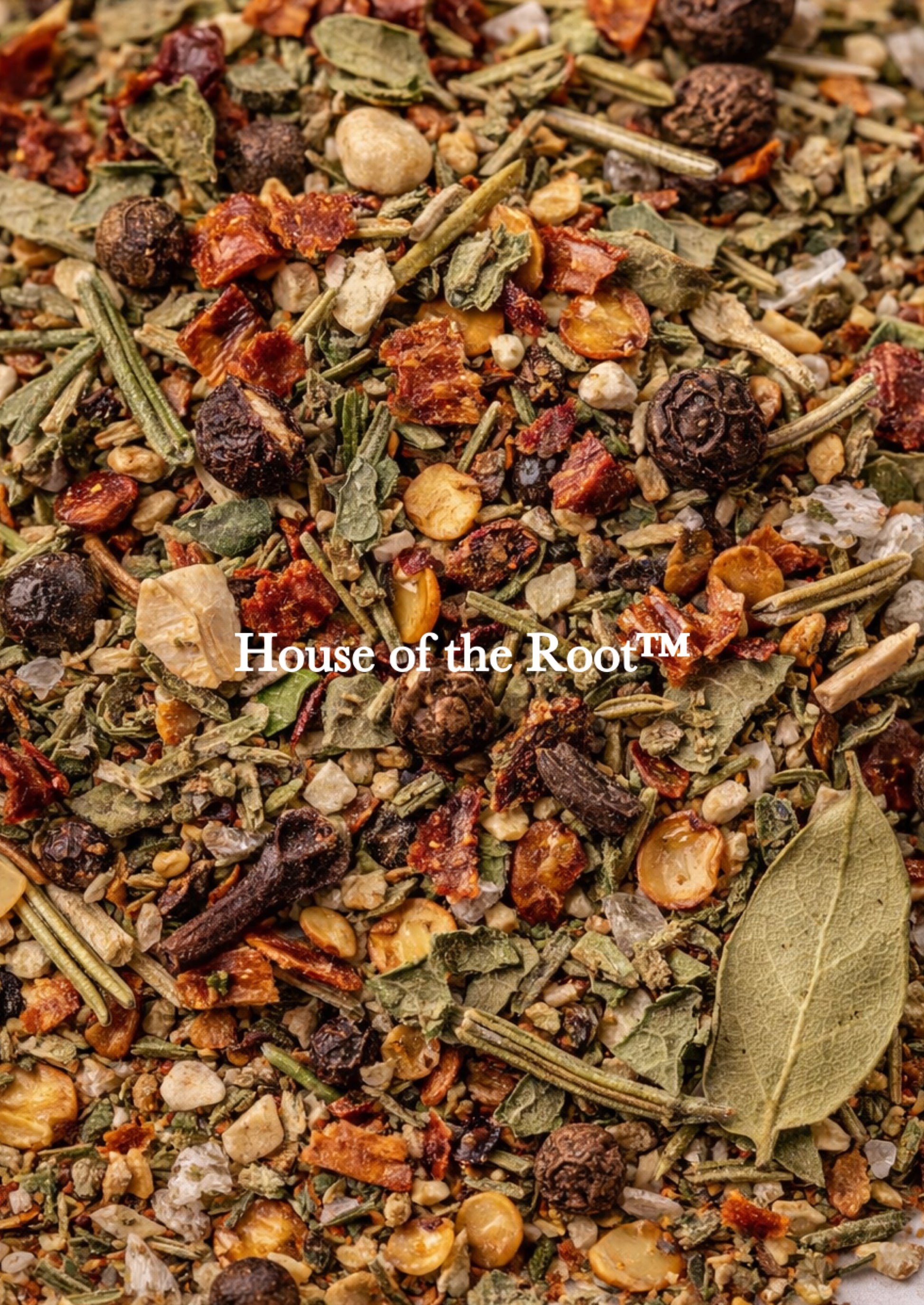 Close-up of Fiery Wall Protection Bath herbal blend featuring rosemary, clove, bay leaf, red pepper, and protective ingredients used for spiritual protection.