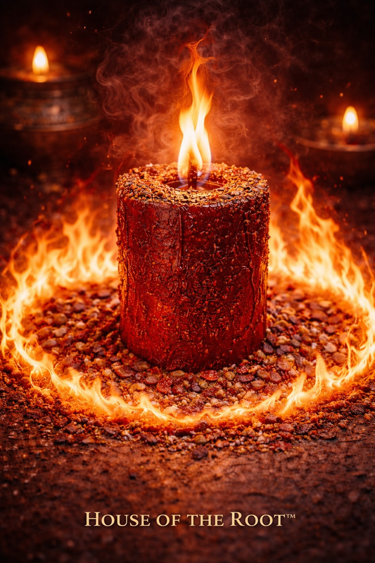 Close-up of intense candle flame and smoke showing active fiery wall of protection and defensive spiritual energy