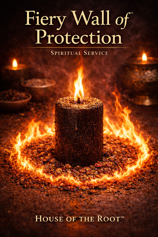 Burning black candle with strong flame and rising smoke representing fiery wall of protection spiritual work and energy defense