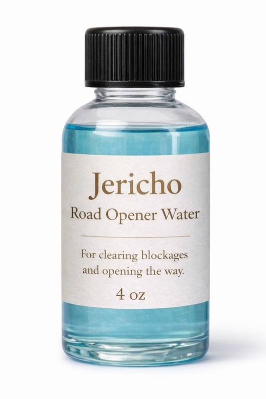 4 oz Jericho Road Opener Water bottle with light blue liquid on a clean white background